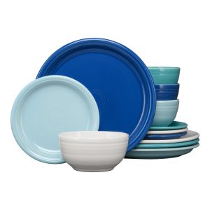 Fiesta Mixed Coastal Blues Bistro Coupe 12-Piece Dinnerware Set, Service for 4