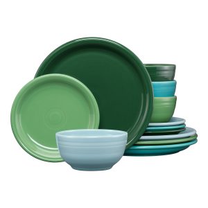Fiesta Mixed Aegean Bistro Coupe 12-Piece Dinnerware Set, Service for 4