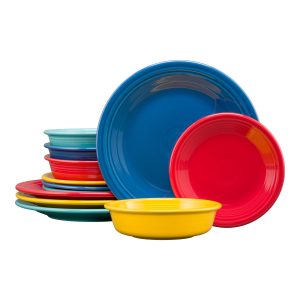 Fiesta Mixed Vibrant Classic Rim 12-Piece Dinnerware Set, Service for 4