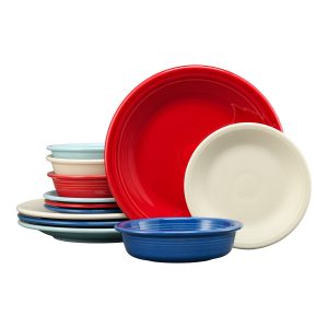 Fiesta Mixed Americana Classic Rim 12-Piece Dinnerware Set, Service for 4