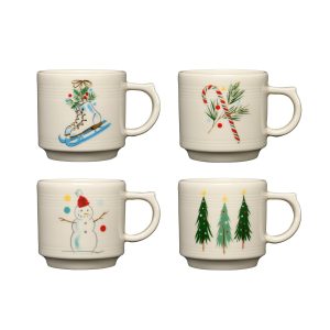 Fiesta Jolly Christmas Set of 4 16oz Stackable Mug Set