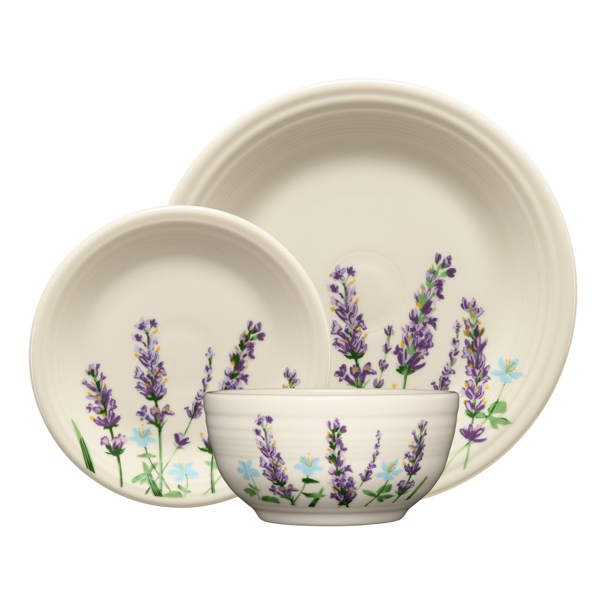 Fiesta Lavender Bloom Classic Bistro 3-Piece Dinnerware Set, Service For 1