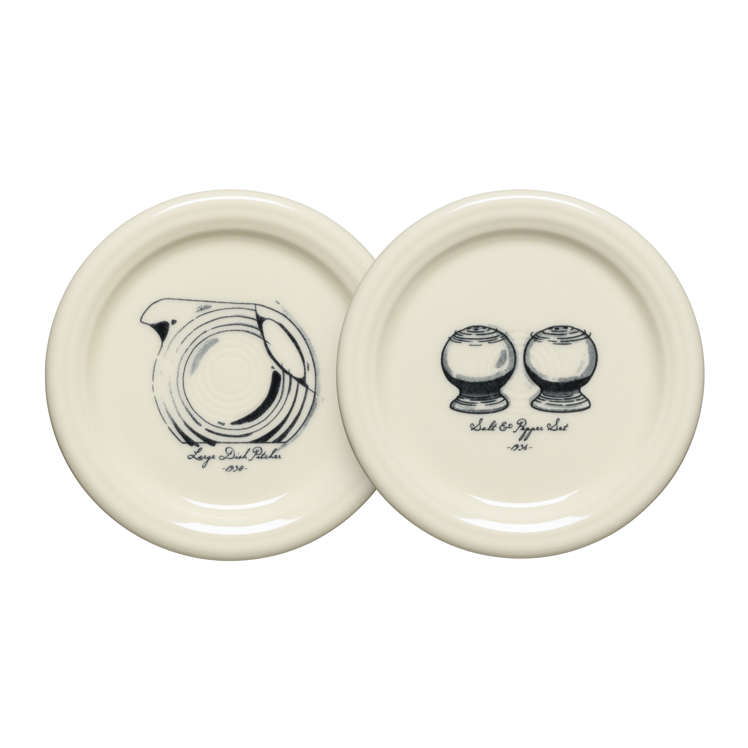 Fiesta Fiesta Icons Disk Pitcher and Salt and Pepper, Set of 2, 4 3/8 Inch Coaster and Mug Covers, Set 1