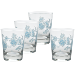Fiesta Botanical Floral 15 oz. Tapered Double Old Fashion Glass – Set of 4