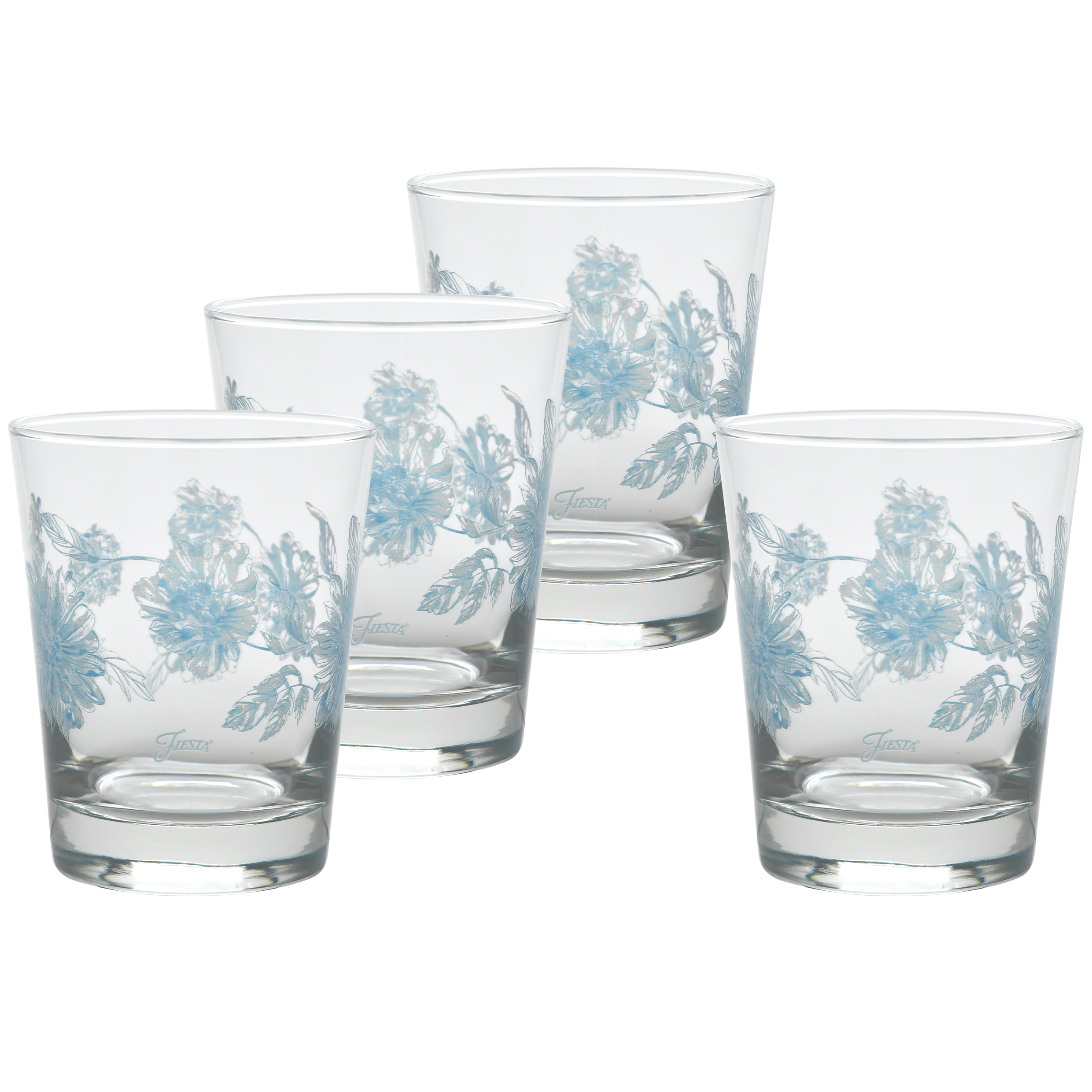 Fiesta Botanical Floral 15 oz. Tapered Double Old Fashion Glass – Set of 4