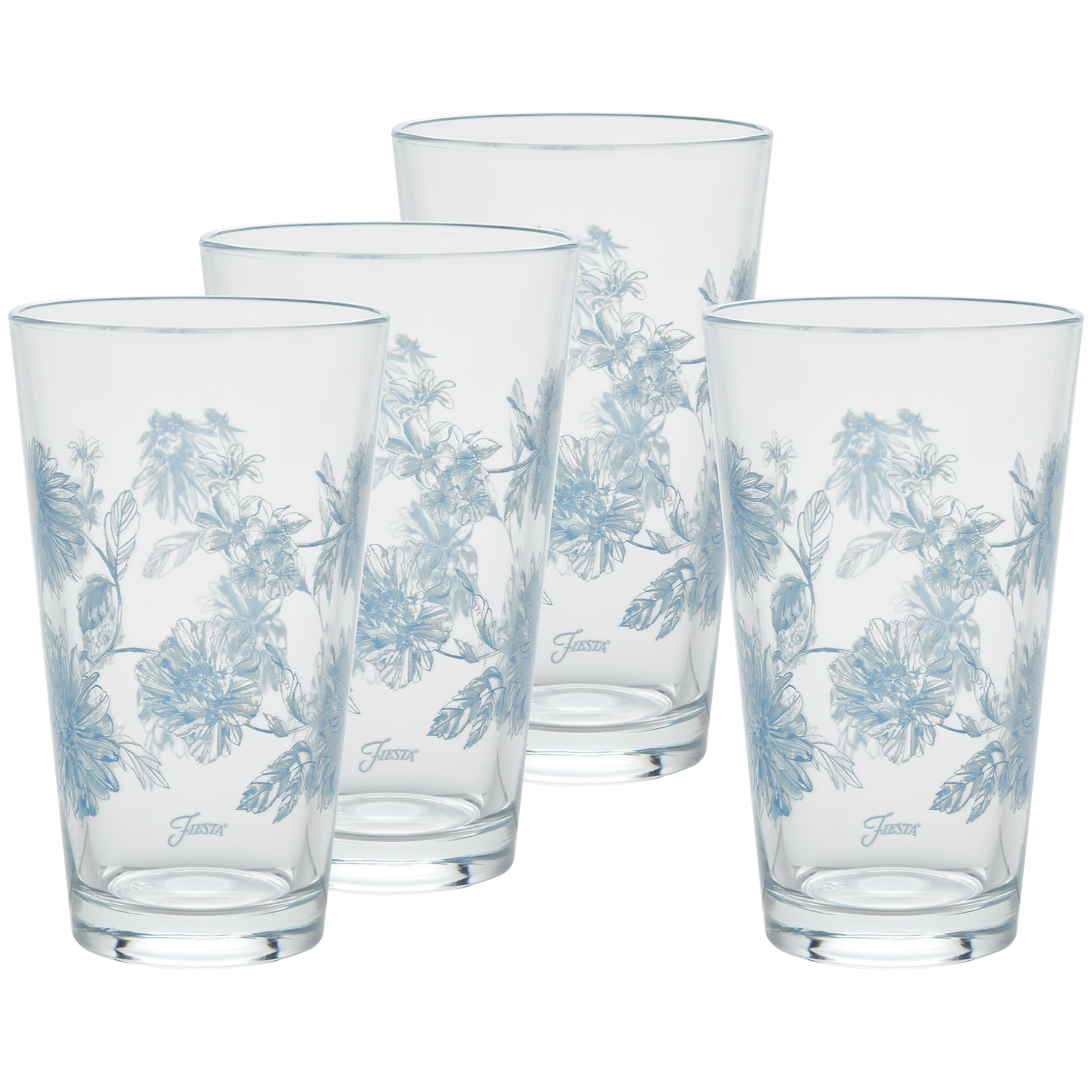 Fiesta Botanical Floral 16 oz. Cooler Glass - Set of 4