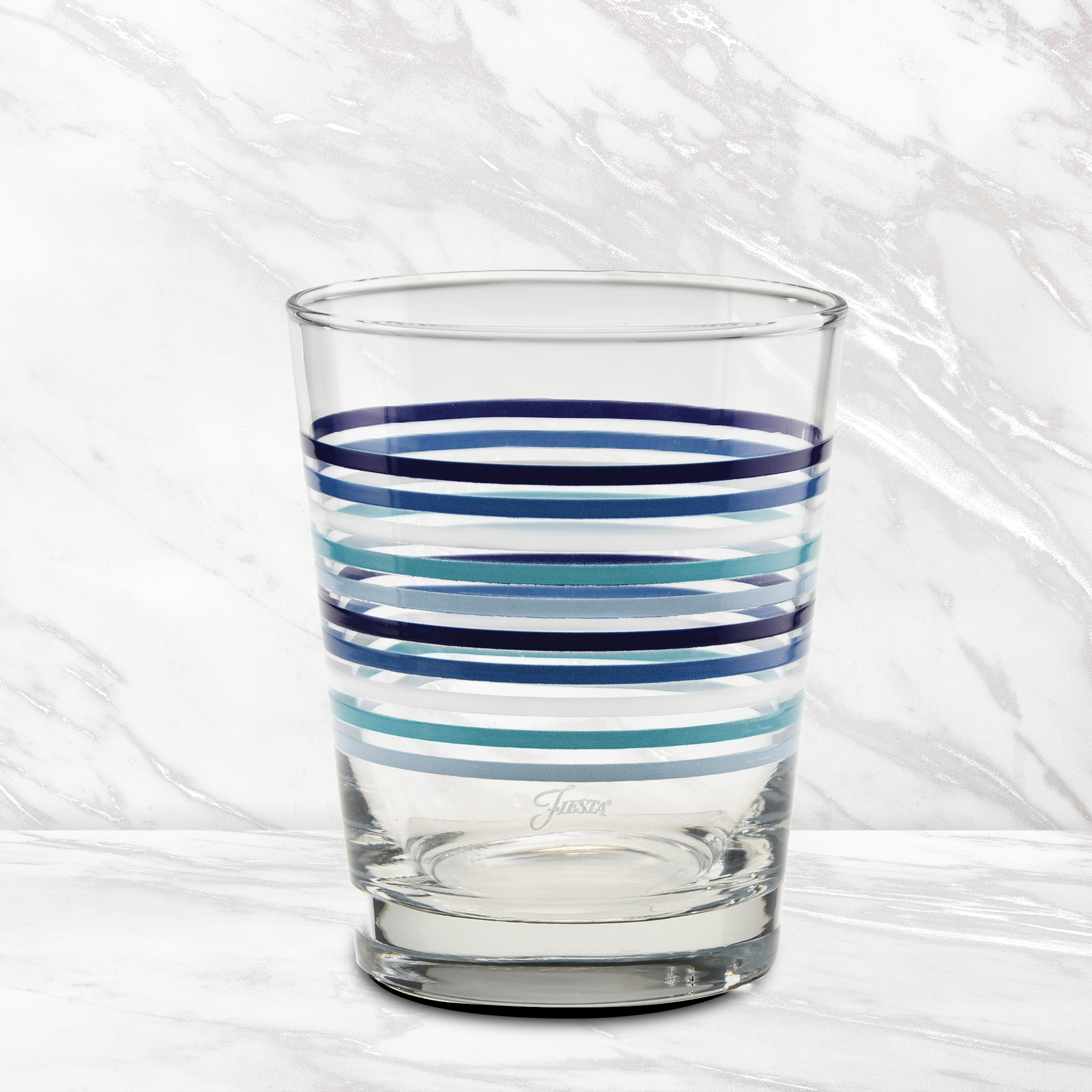 Fiesta Fiesta Coastal Blues Thin Stripe 15 oz. Tapered Double Old Fashion - Set of 4 - Image 3