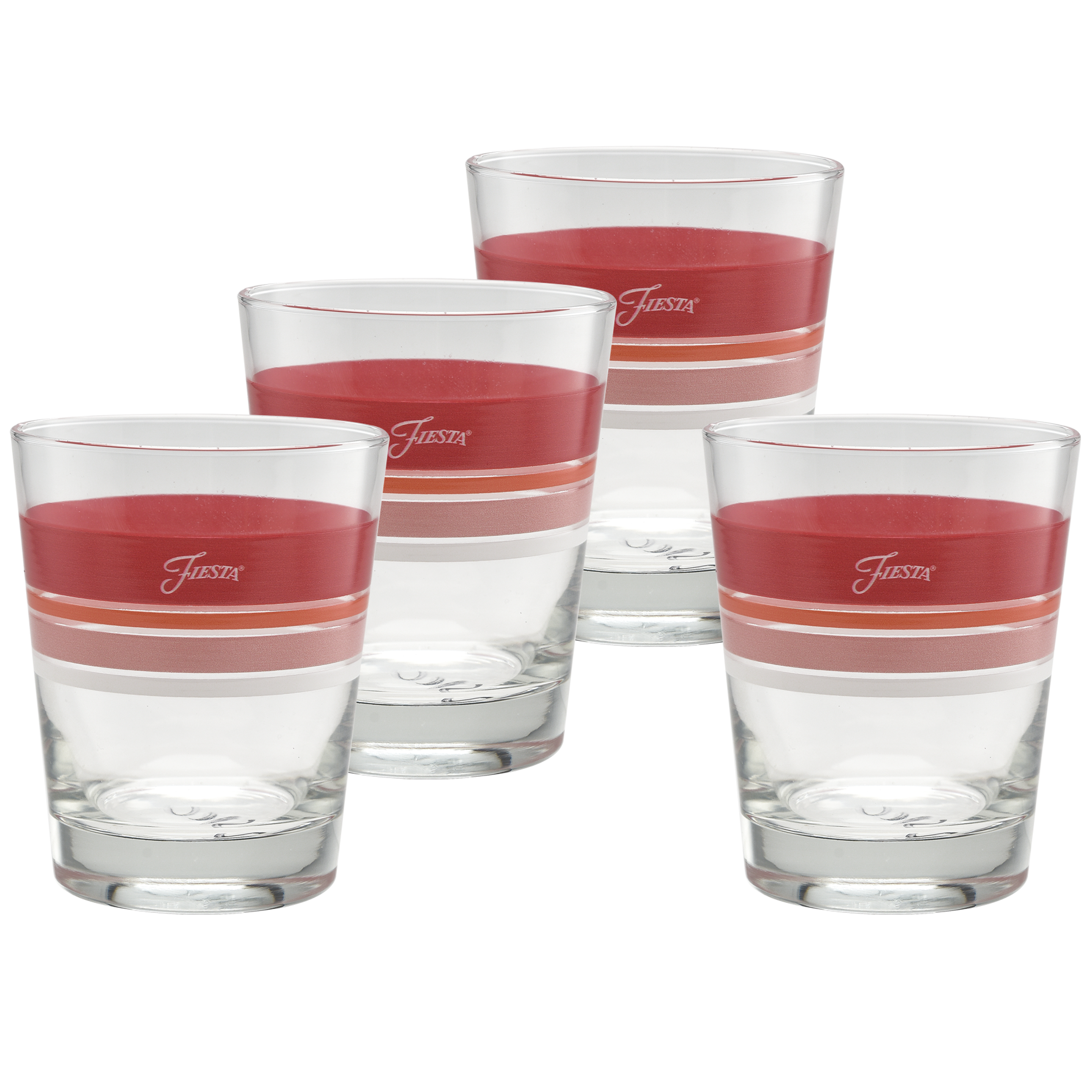 Fiesta Sunset Horizon Edgeline Tapered Double Old Fashion Glass Mixed – Set of 4