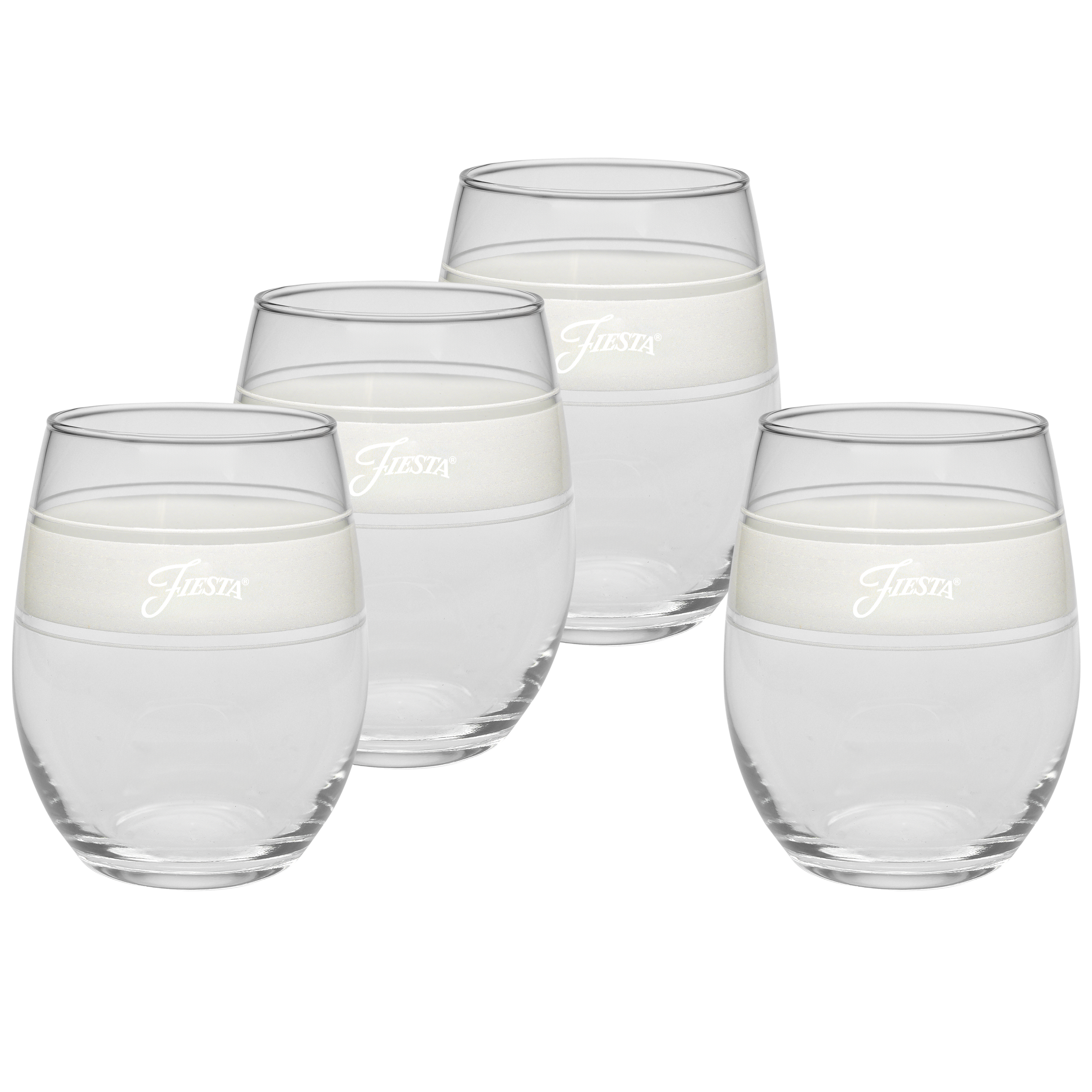 Fiesta Linen 15 oz. Frame Stemless Glass – Set of 4