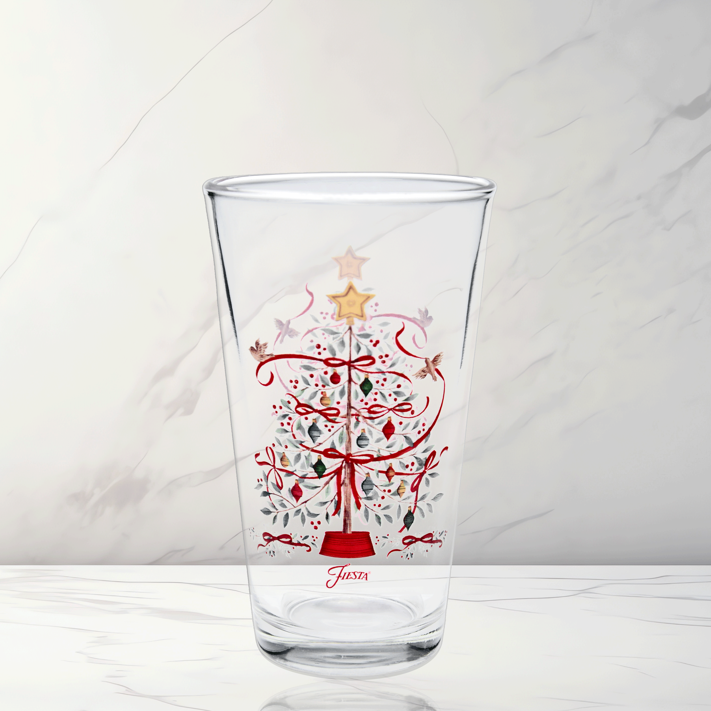 Fiesta Holly Berry Christmas Tree 16 oz. Cooler Glass - Set of 4 - Image 2
