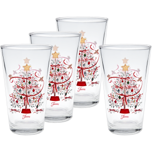 Fiesta Holly Berry Christmas Tree 16 oz. Cooler Glass - Set of 4