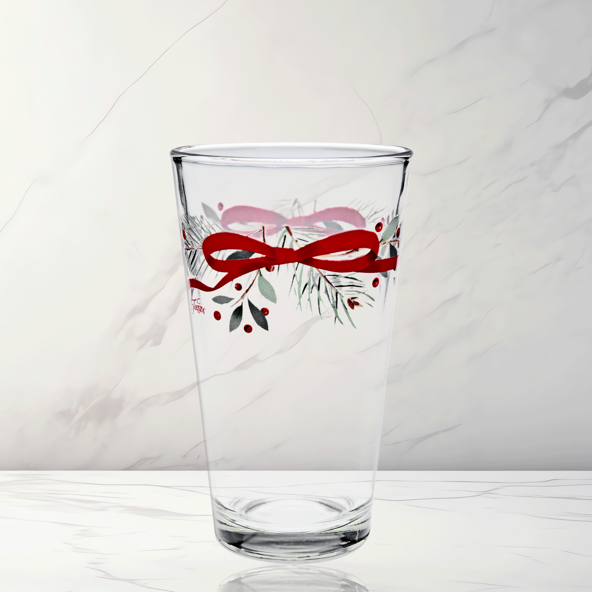 Fiesta Holly Berry Christmas Garland 16 oz. Cooler Glass - Set of 4 - Image 2