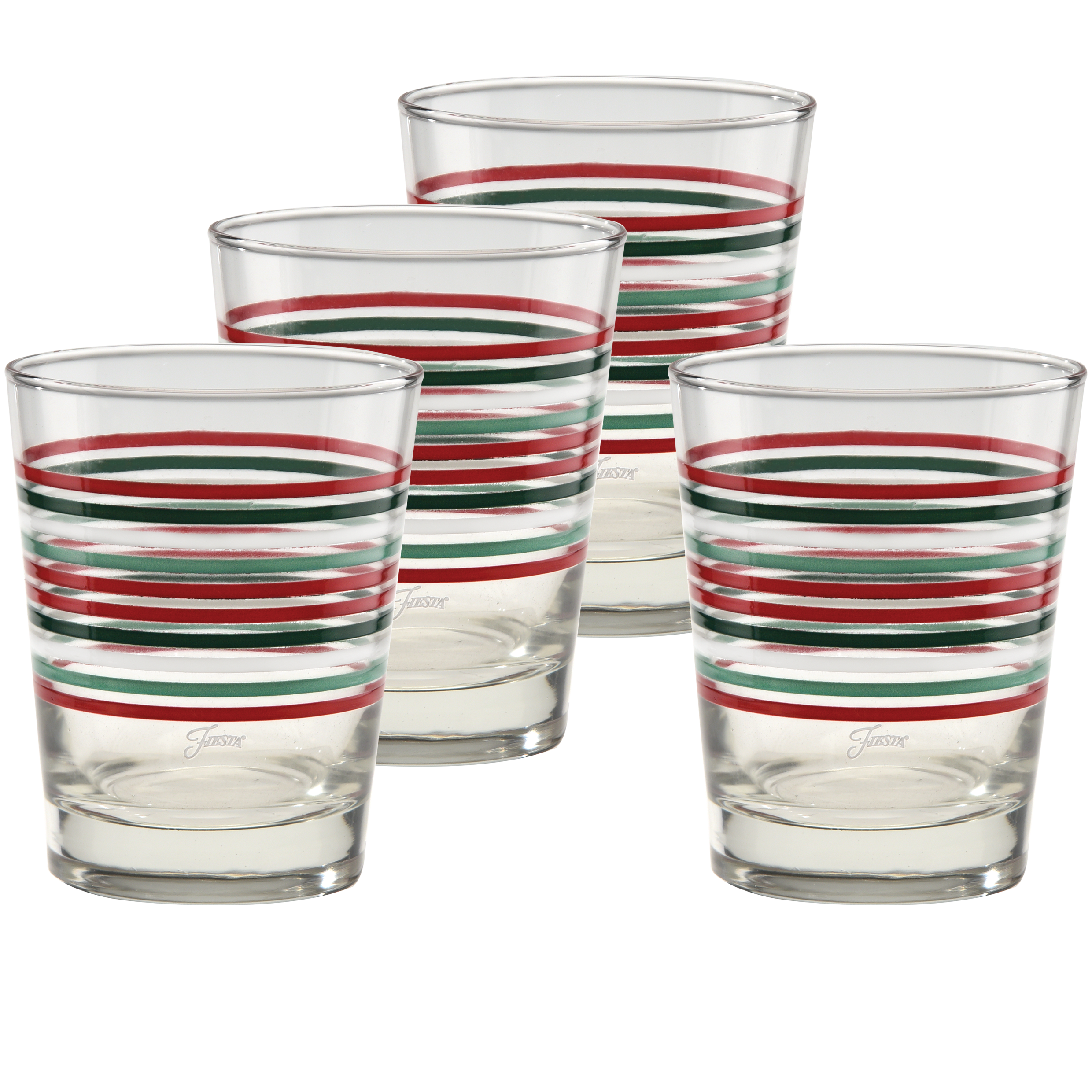 Fiesta Fiesta Christmas Thin Stripe 15 oz. Tapered Double Old Fashion - Set of 4