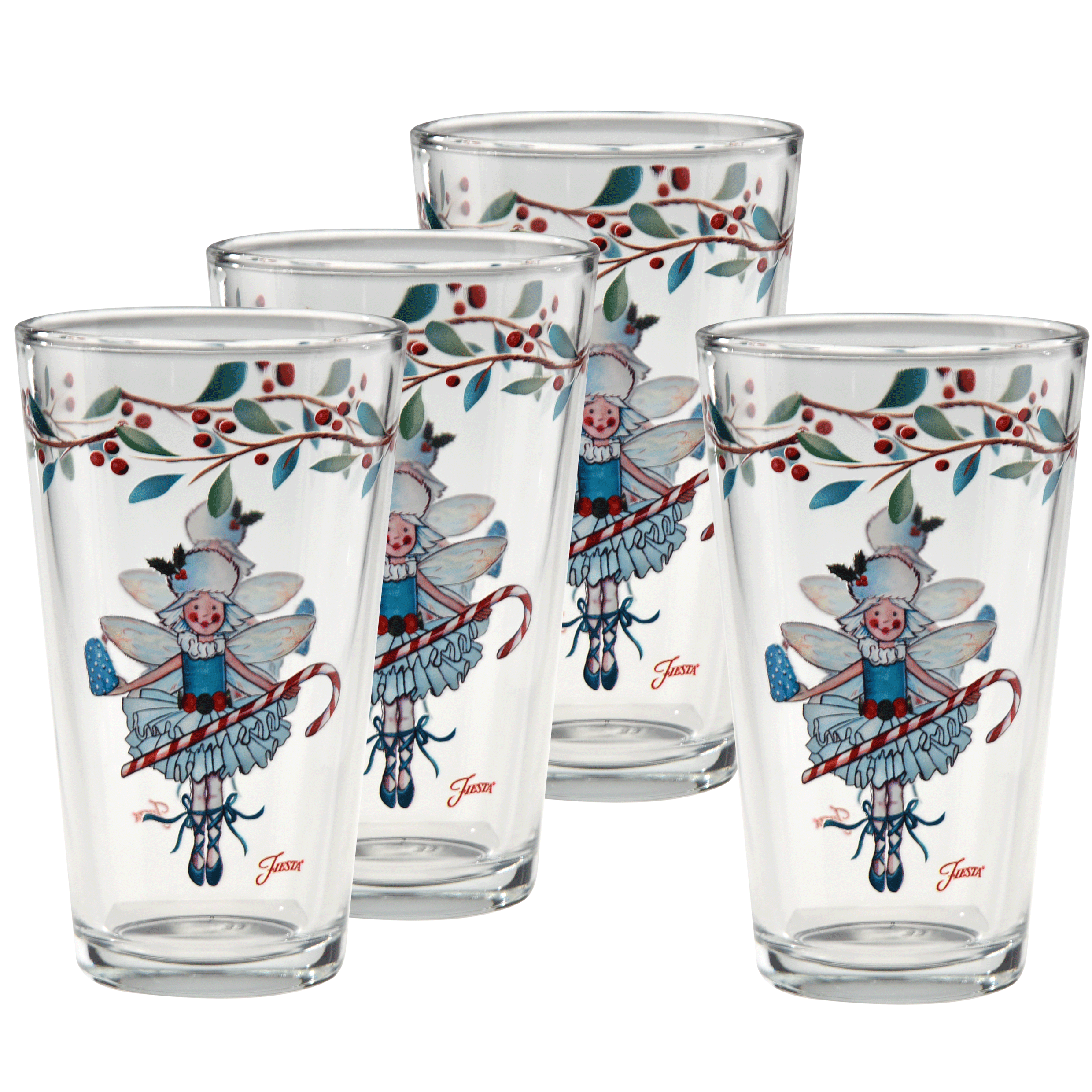Fiesta Nutcracker Sugar Plum Fairy 16 oz. Cooler Glass - Set of 4