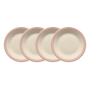 Fiesta Americana Scarlet Band Set of 4 Classic Rim 10 1/2-Inch Dinner Plates
