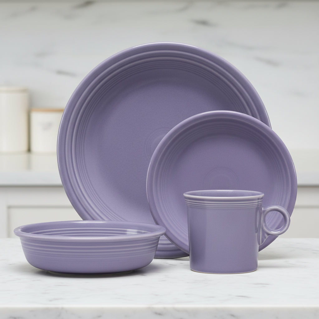 Fiesta Lavender Classic Rim 4-Piece Dinnerware Set, Service for 1 - Image 3