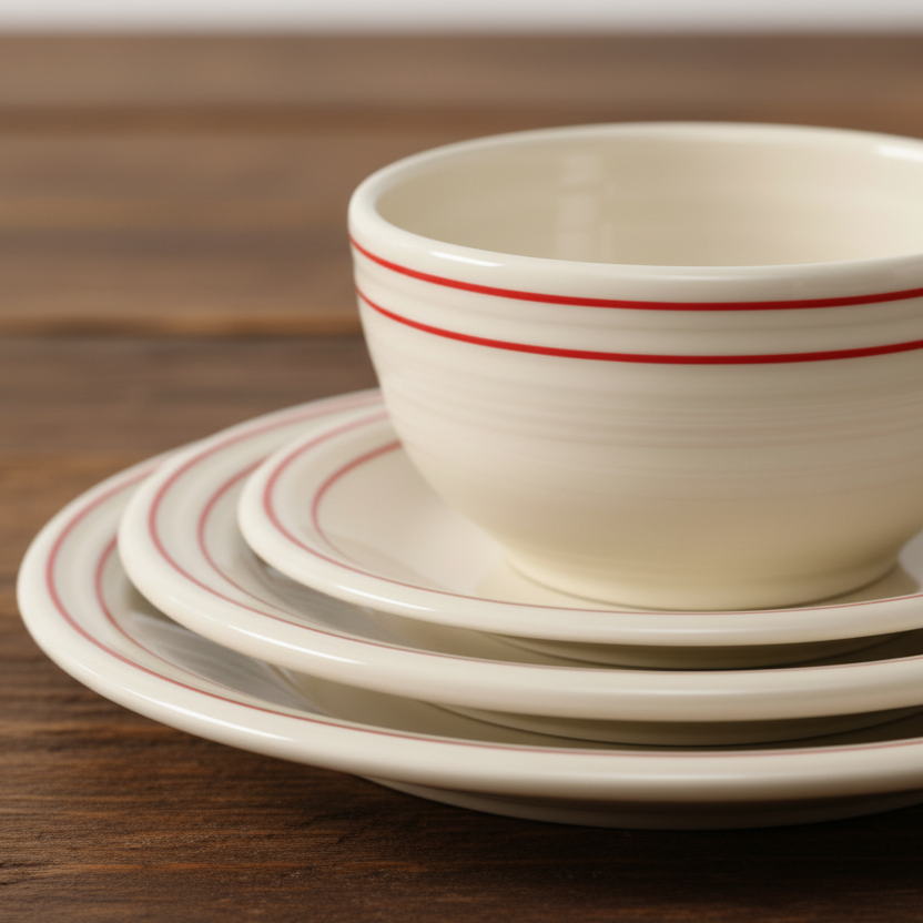 Fiesta Americana Scarlet Band Set of 4 Classic Rim 9 Inch Luncheon Plate - Image 3
