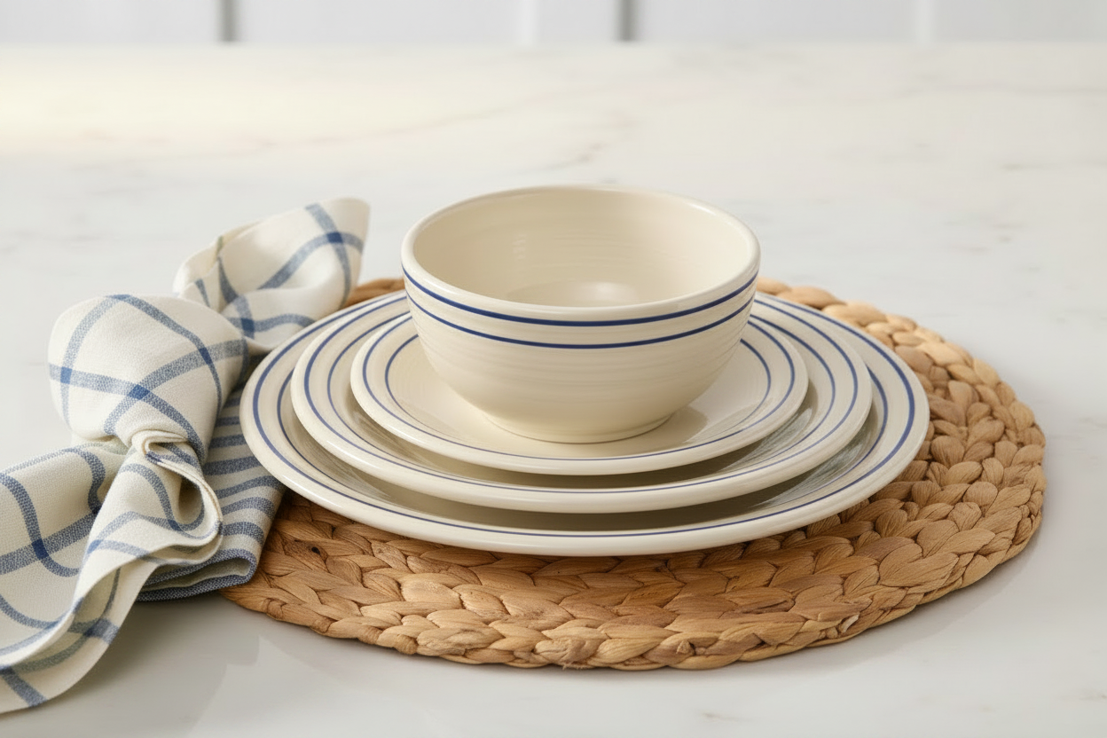 Fiesta Americana Lapis Band Set of 4 Classic Rim 10 1/2-Inch Dinner Plates - Image 2