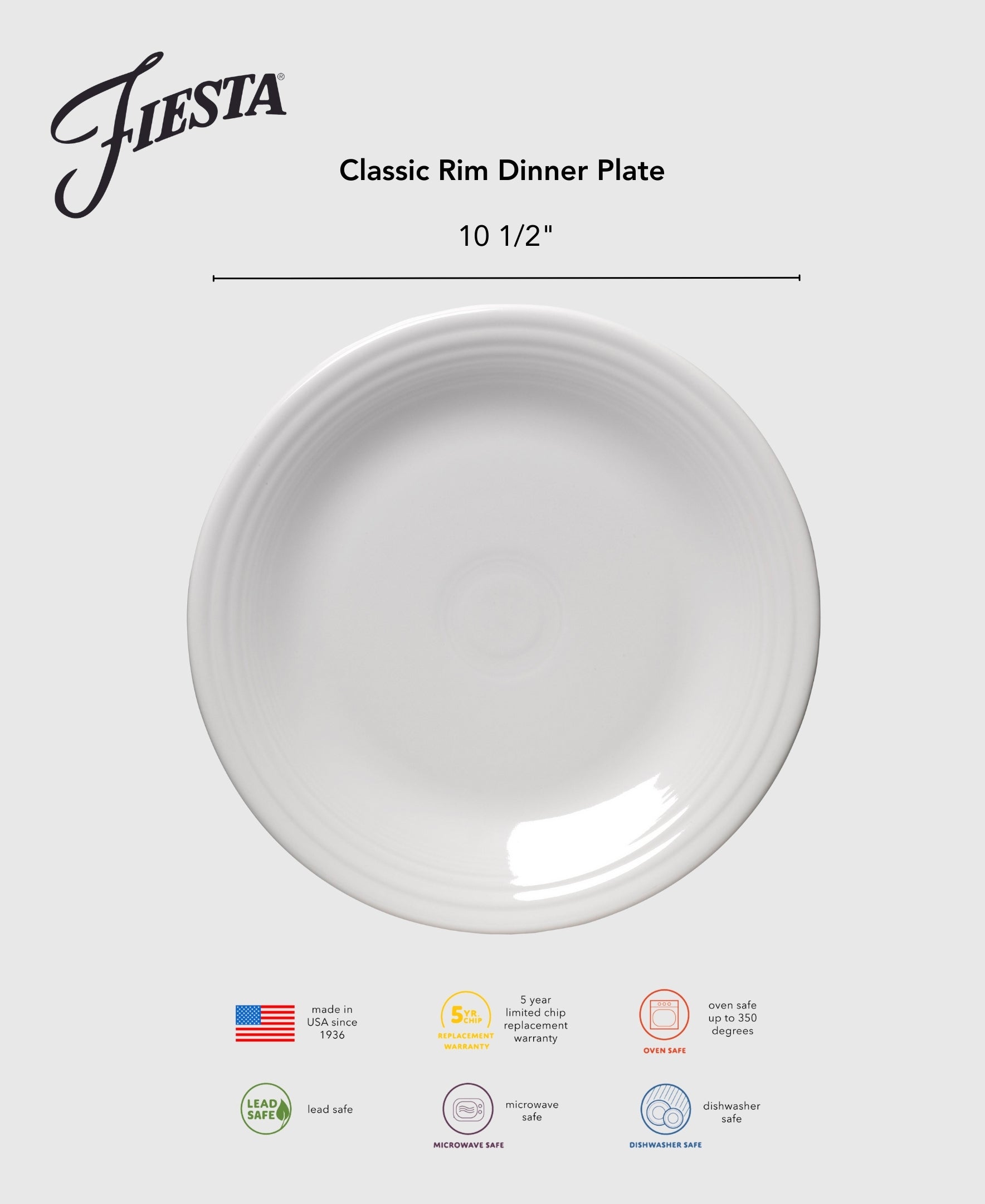 Fiesta Classic Rim 10 1/2 Inch Dinner Plate - Image 11