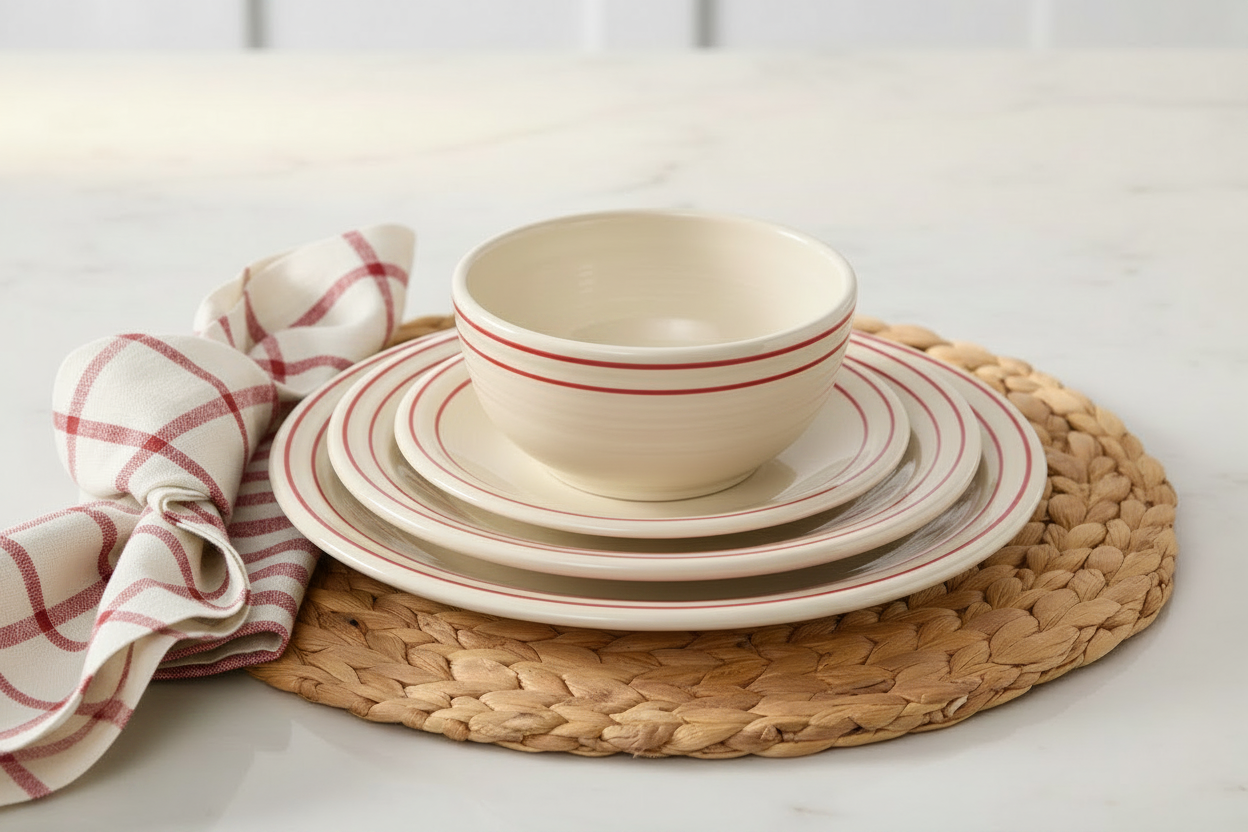Fiesta Americana Scarlet Band Set of 4 Classic Rim 9 Inch Luncheon Plate - Image 2