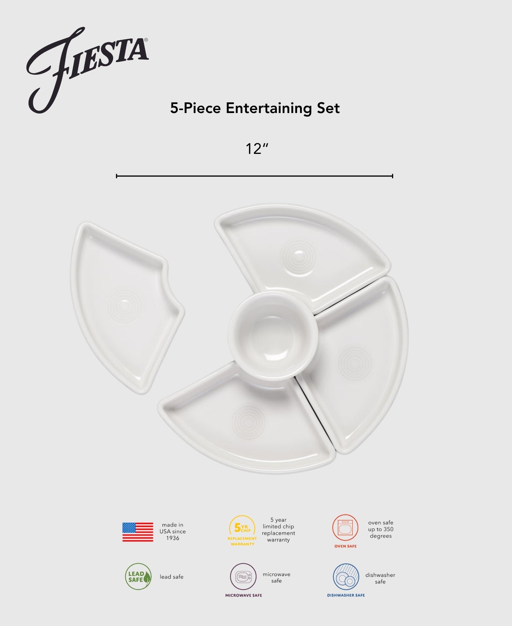Fiesta White 5-Piece Entertaining Set 8 1/5 Inch - Image 3
