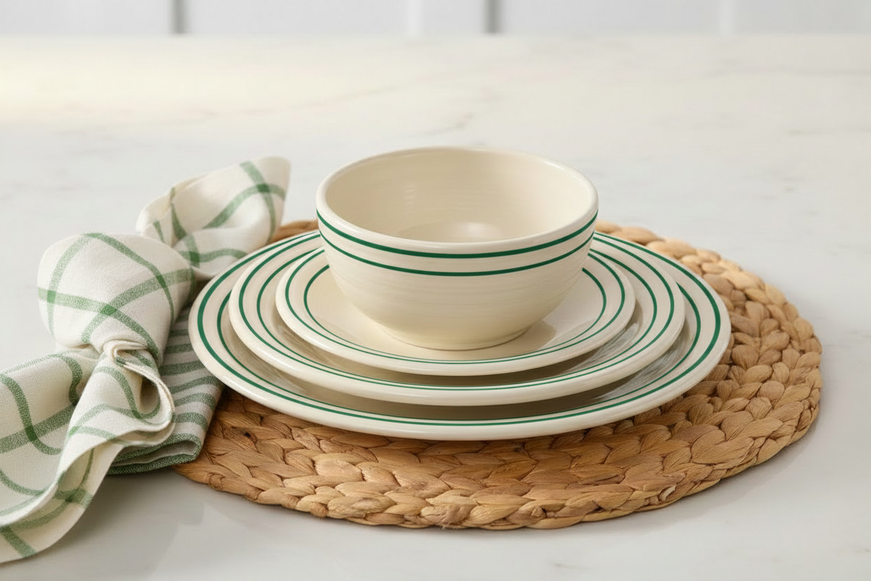 Fiesta Americana Jade Band Set of 4 Classic Rim 10 1/2-Inch Dinner Plates - Image 2