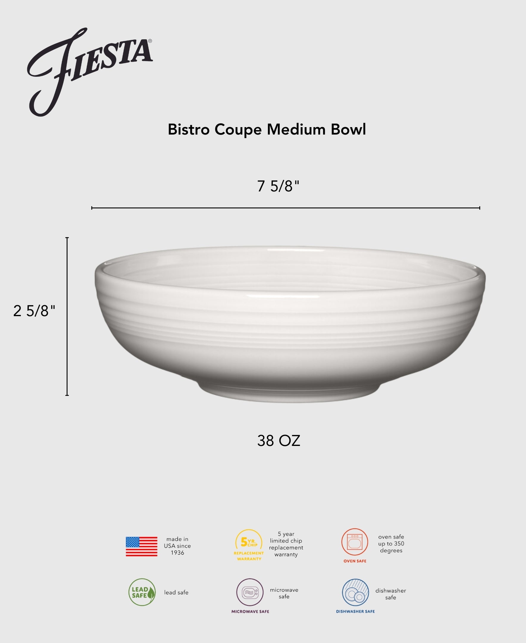 Fiesta Lavender Bistro Coupe 7 5/8 Inch Medium Bowl 38 OZ - Image 3