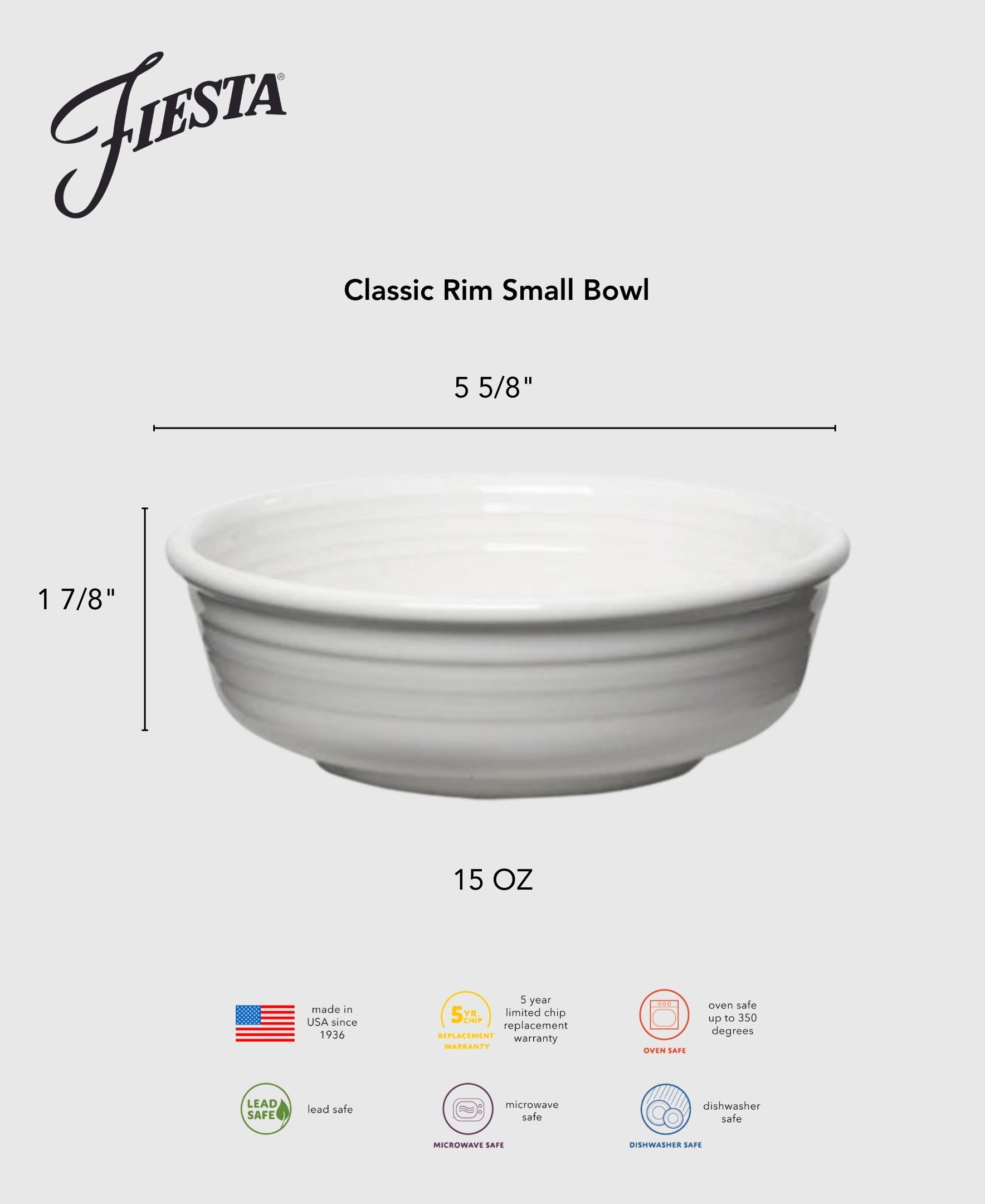 Fiesta Classic Rim 5 5/8 Inch Small Bowl 15 OZ Foundry - Image 2