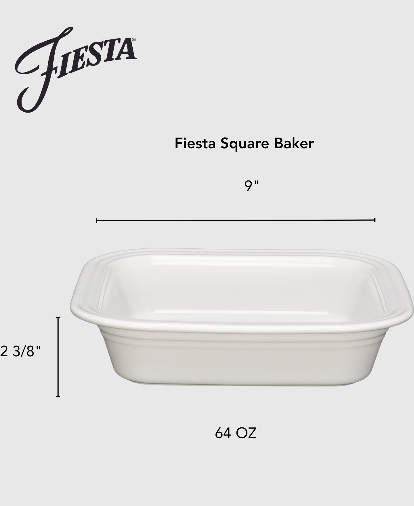 Fiesta Retired Fiesta Square 9x9 Inch Baker 2 Quart - Image 2
